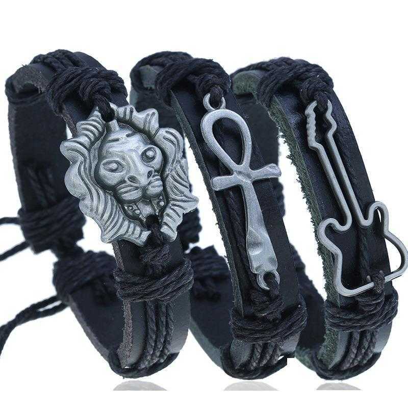 

Accessories Wholesale Personalized Black Braided Bracelet Leather Brace Lace Simple Retro Men And Women