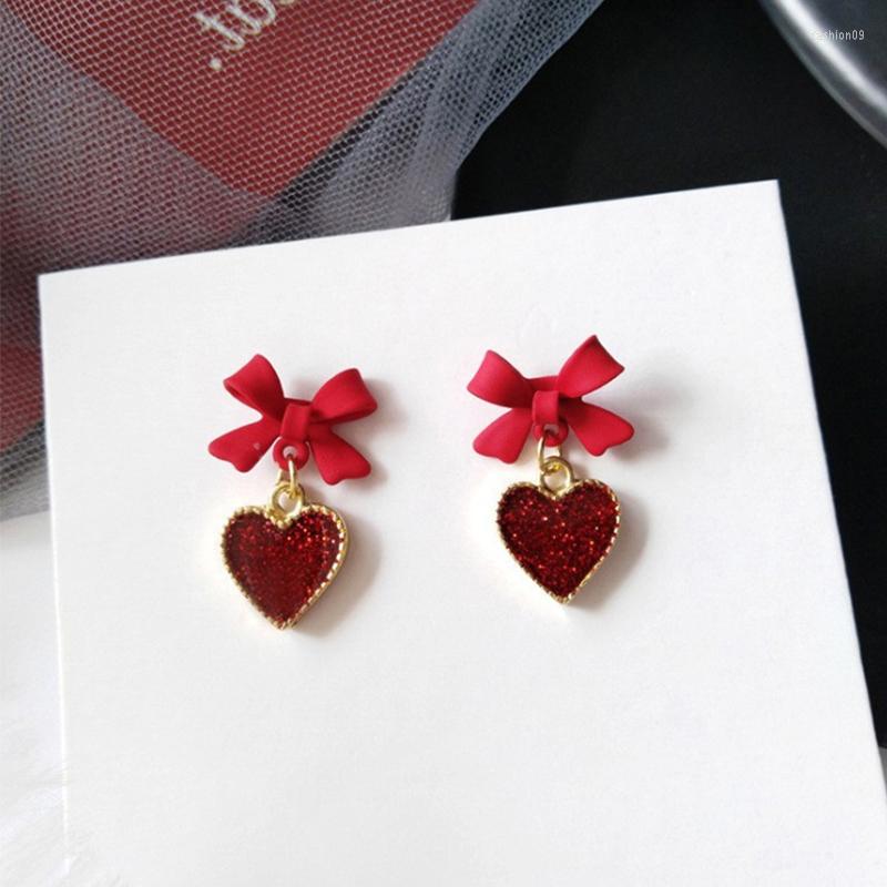 

Dangle Earrings Metal Trendy Bowknot Women Bow Full Of Tassels Hollow Pearl Sweet Female Jewelry