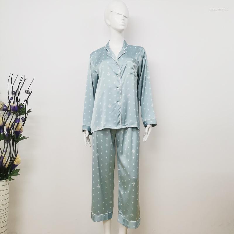 

Women's Sleepwear Sexy Turn-down Collar Print Floral Sleep Suit Women Pyjamas 2pcs Shirt&pant Casual Nightwear Summer Rayon Home Clothes, Purple