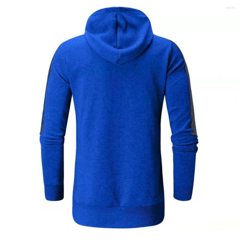 

Men's Hoodies Chic Men Hoodie Contrast Color Cardigan Outwear Hooded Stretchy Hem Autumn, White