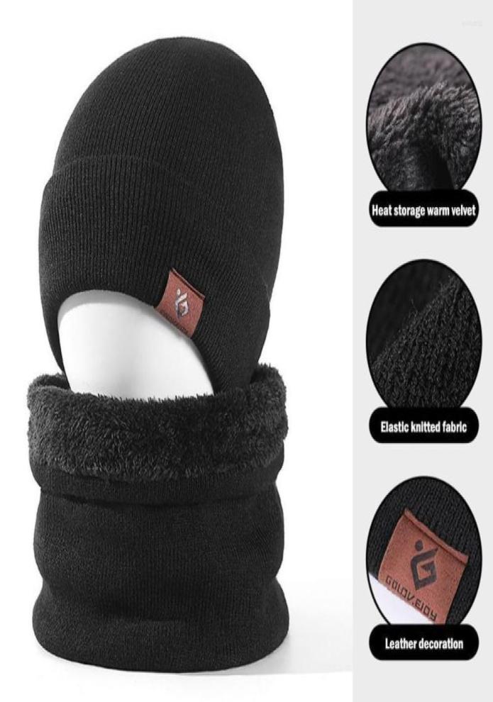 

Bandanas Unisex Winter Warm Beanie Hats Scarf Set Thick Fleece Lined Hat And Sports2002015