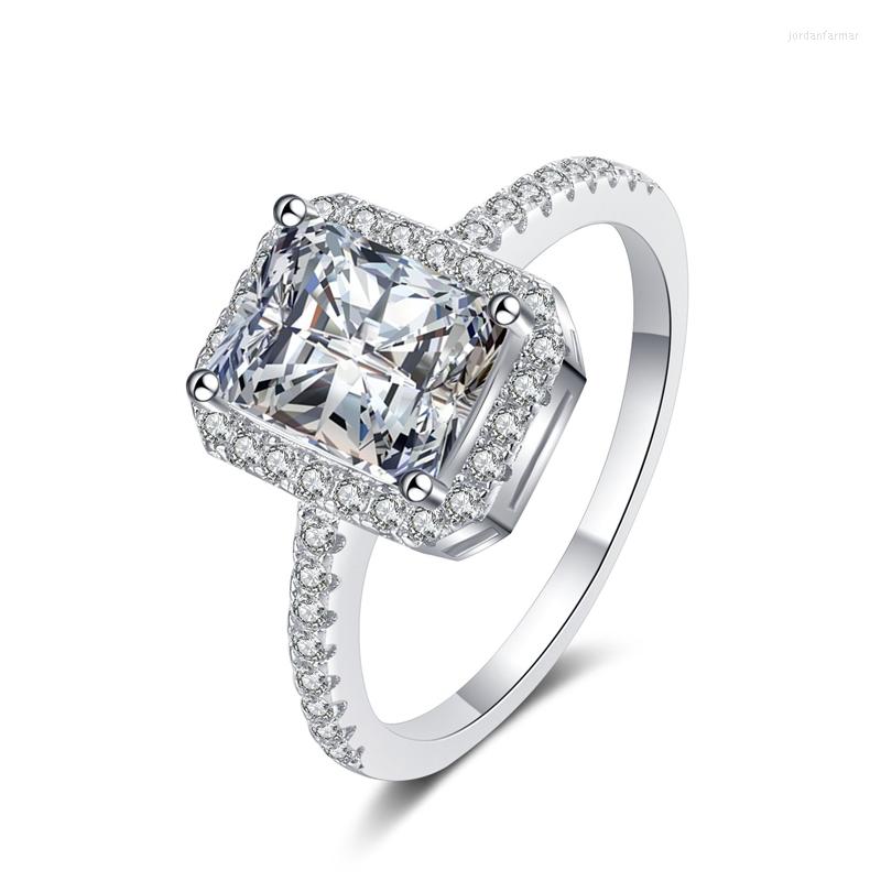 

Cluster Rings Ranqin 1ct 2ct Emerald Cut D Color Moissanite Engagement Wedding Ring 925 Sterling Silver For Women Classic Fine Jewelry