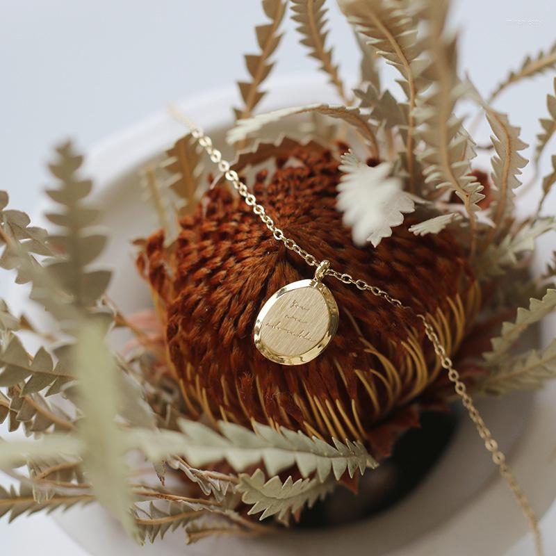 

Pendant Necklaces Simple And Fashionable Metal Brushed Titanium Steel Handwritten English Letters Irregular Necklace Clavicle Chain