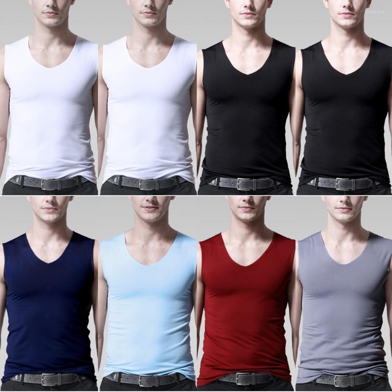 

Men's Tank Tops 8 Pcs Ice Silk Top Men Seamless Mens Vest Loose Sleeveless Sport Bodysuit For Casual Summer Undershirts Cool, 8 pcs random color