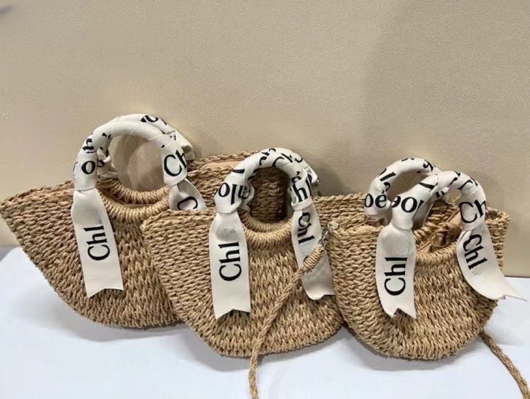 

summer new bag Designer woody 3 size womens straw bag the tote straw chole bag Vacation summer travel Shopping Bags crossbody fashion Beach Shoulder Bag handbag, 42cm