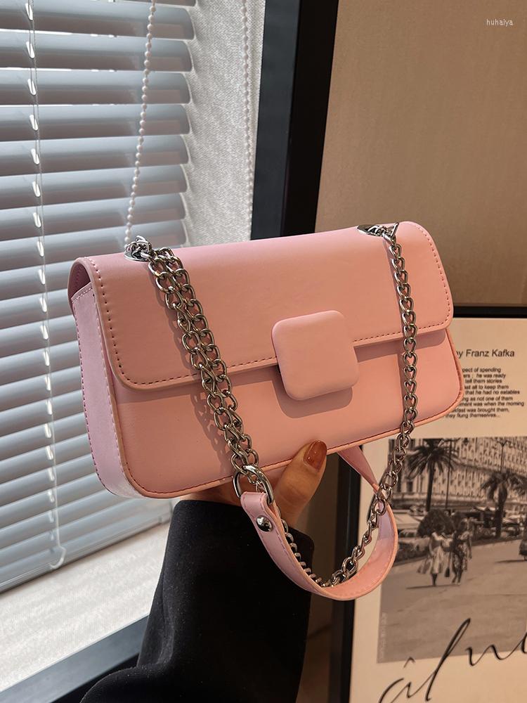 

Evening Bags 2023 All-Match Women Shoulder Korean Simple PU Leather Crossbody Pack Summer Fashion Chains Messenger Bag, Beige