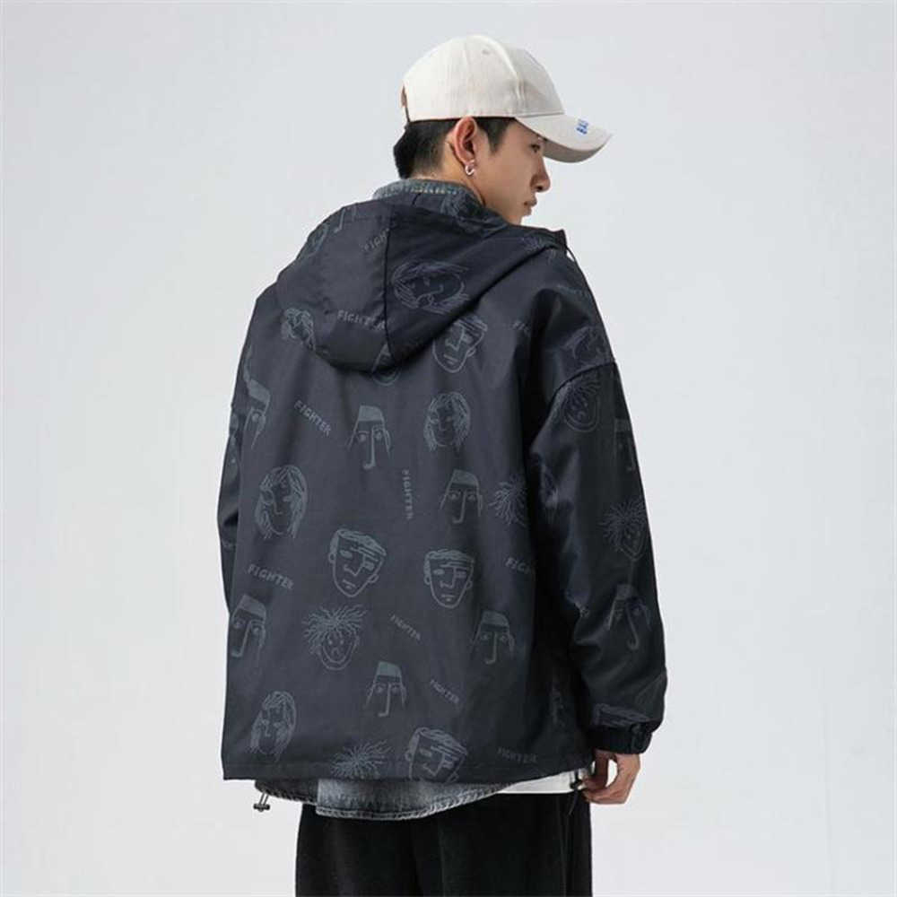 

Jackets Arrival Quality Spring Autumn Men's Men Jacket Coat Fashion Casual Functional Style Loose Simple Hooded Face Print Male Youth Top CKP0