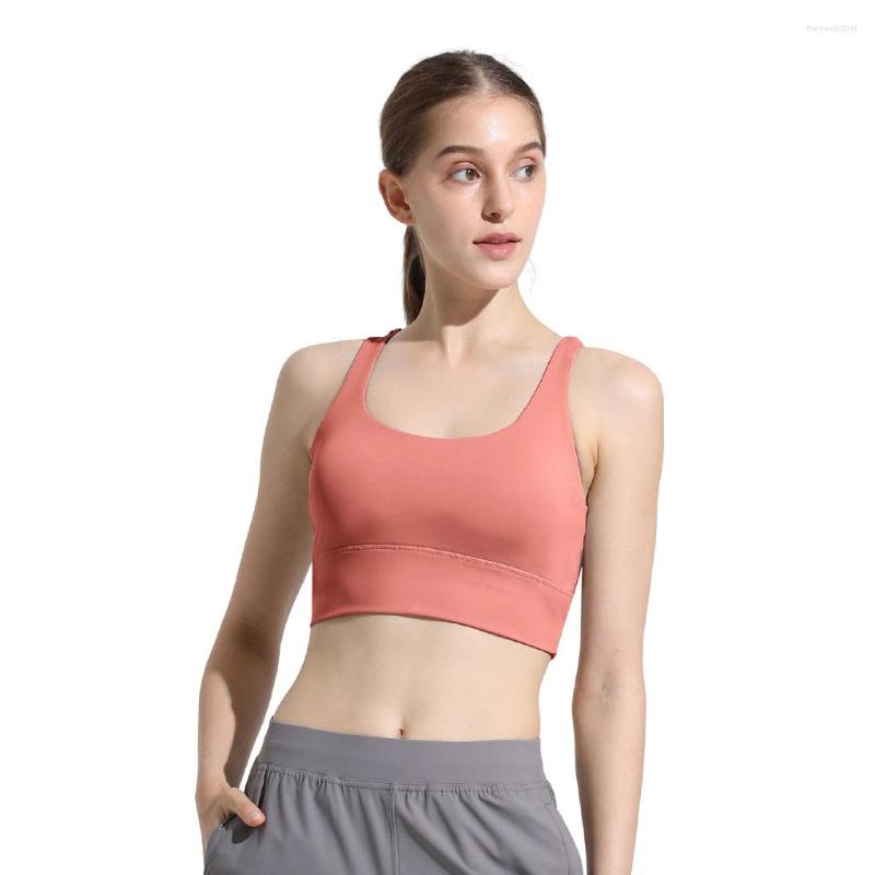 

Yoga Outfit Women Sportswear Bra Wide Shoulder Strap Inner Padded Wireless Lingerie High Elastic Bralette For Fitness