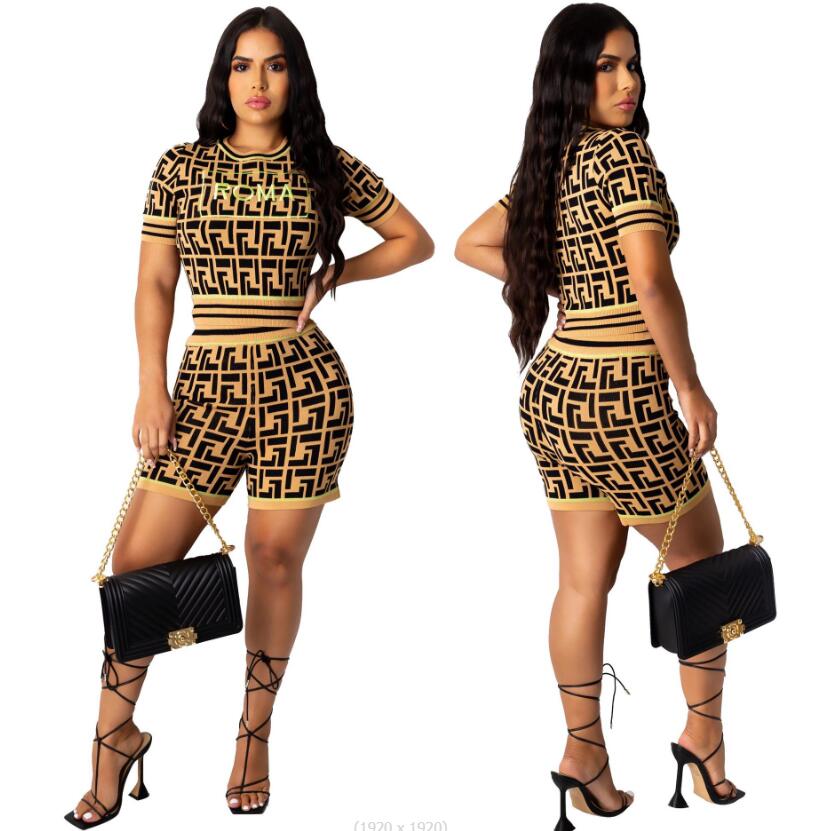 

Women's Tracksuits 2023 Summer New Sexy Fashion Printed Short Sleeve Women's Two Piece Set