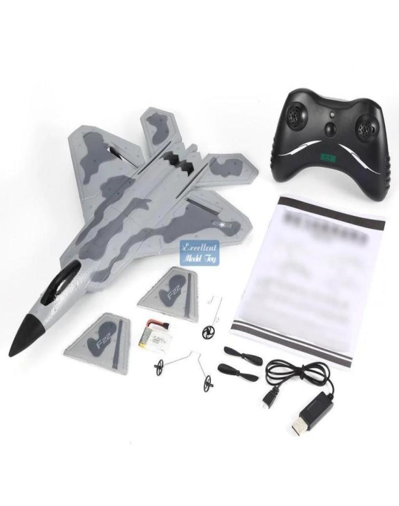 

EMT AF1 Remote Control Fixed Wing Glider Aircraft F22 Fighter DIY Educational Toy Impact Resistant EPP Material Christmas Kid9484397, Black