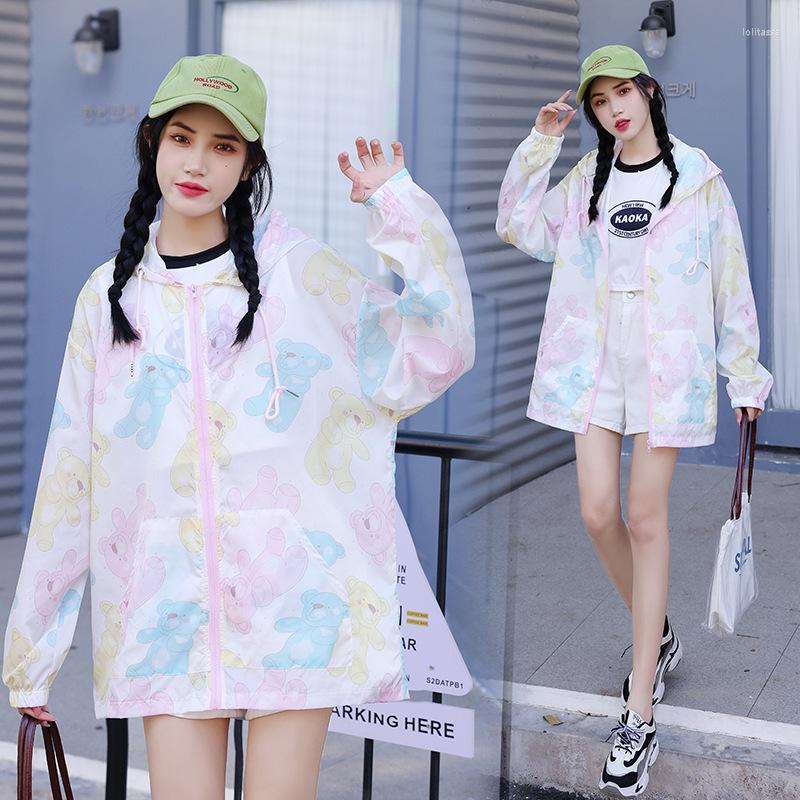 

Women' Jackets Summer Thin Hooded Sun Protection Clothing Coat Women' Western Style Wild Loose Printing Design Top