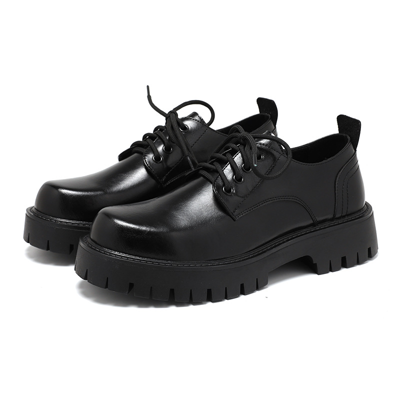 

Men Platform Leather Casual Shoes Black White Vintage Male Lace Up Dress Shoes Business Oxfords Fashion Wedding Flats