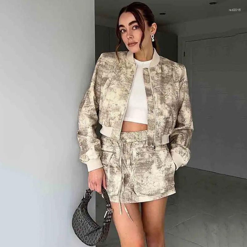 

Women's Jackets 2023 Women Fashion Printing Short Flying Jacket Spring Autumn Long Sleeve Bomber Female Outerwear Streetwear, Beige