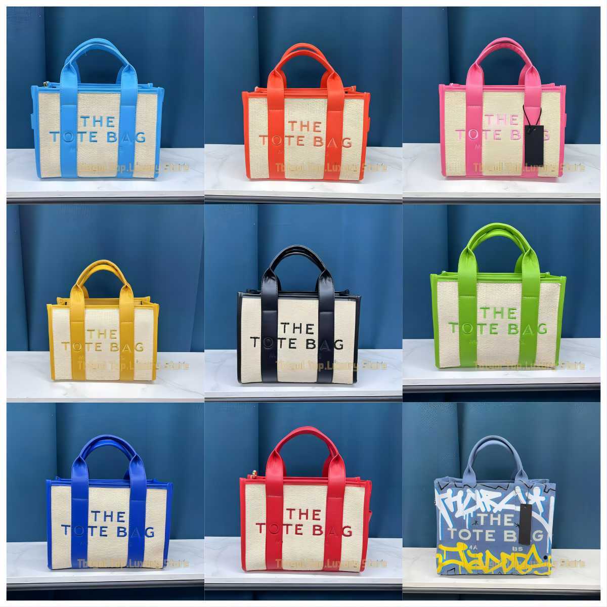 

Summer Women Straw Bags Designer The Tote Bag Decorative Canvas Twill For Women Handbag With Brand Large Capacity Beach Bag, Totebag 1