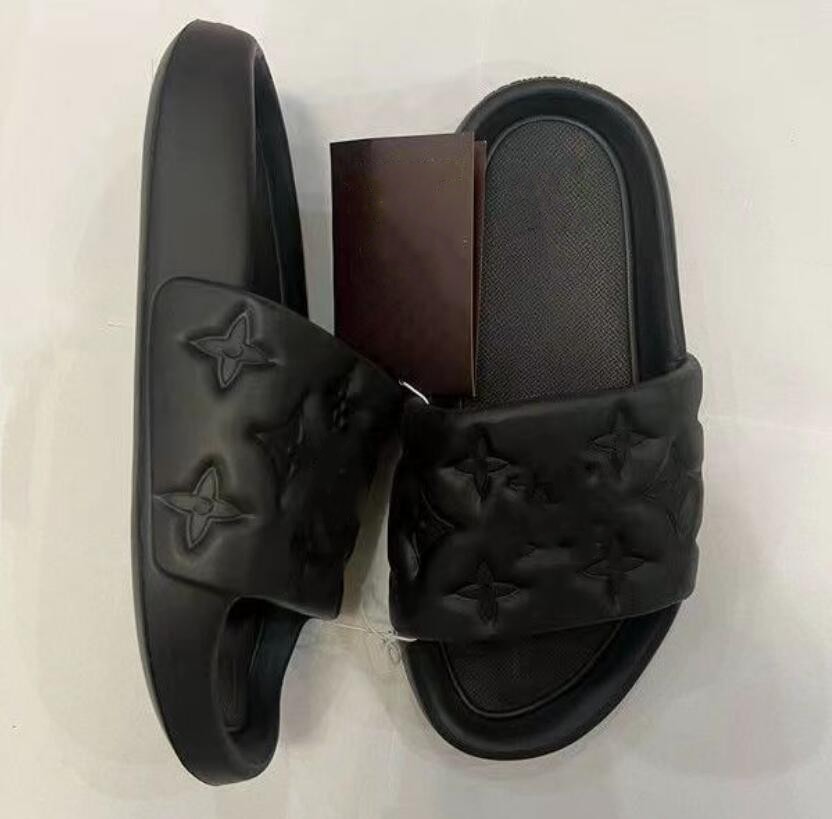 

Women Men Slippers Munich Flats Slipper Woman LVV Orange Brown Mules Sandals Leather Shower Room Ladies Slides Designer Flip Flops Pantoufles Sandales, Black
