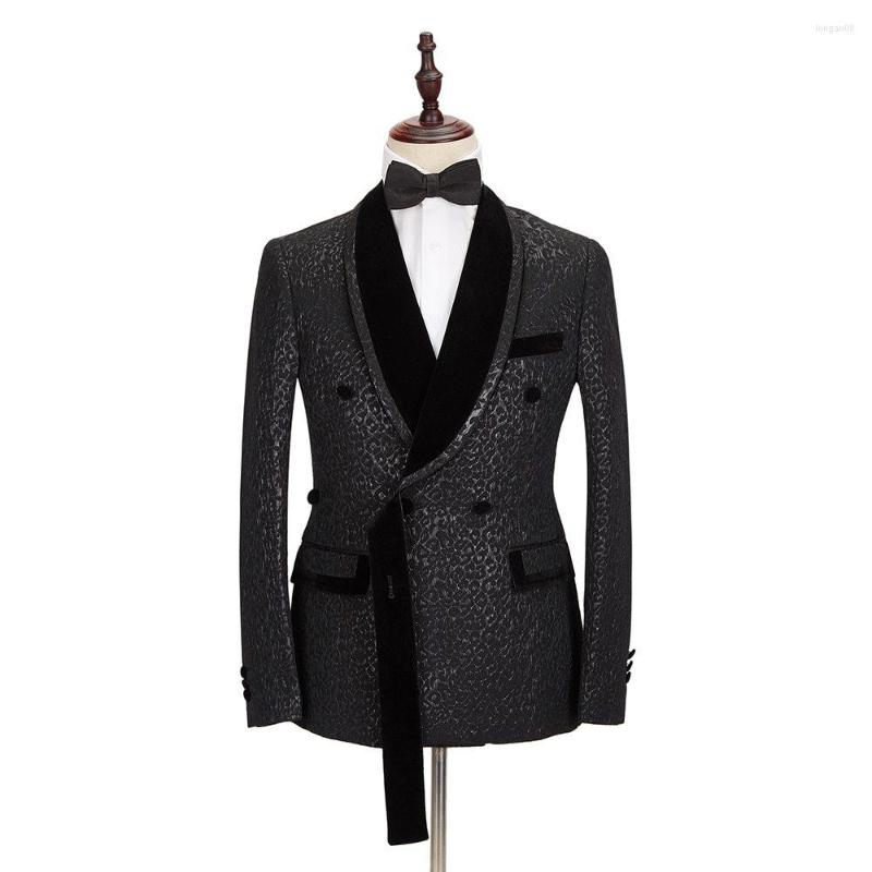 

Men's Suits Black Jacquard Men' S Suit 2 Pieces Blazer Pants Tuxedo One Button Velvet Lapel Gentle Business Modern Wedding Groom, Khaki