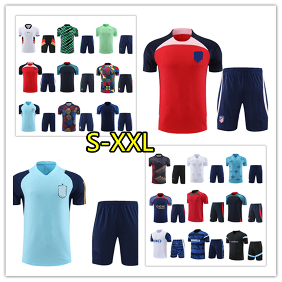 

2023 Adult tracksuit GermanyS Spain Short sleeved training suit 22 23 24 national football kits men soccer training suit survetement foot uniform chandal, 31