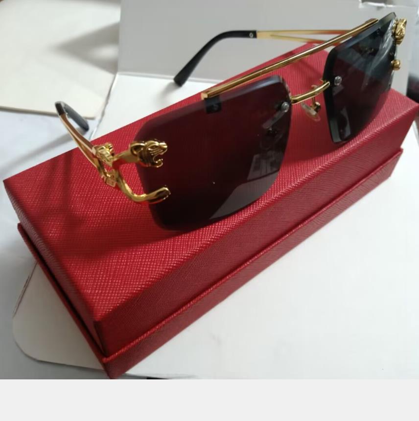 

pink sunglasses Europe and the United States retro double beam mens fashion leopard rimless rimmed sun glasses women fashion