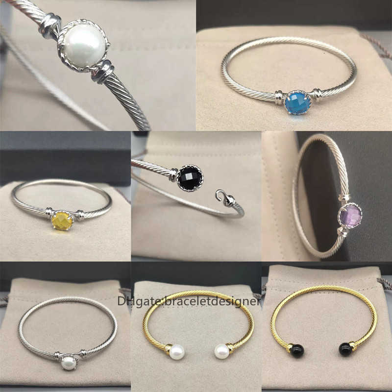 

pearl bracelet Cable Prong Dy Ins love bangle S925 3MM Fashion designer Simple Series bracelets 18k Gold Setting White Women Inlaid silver luxury jewelry jewellery
