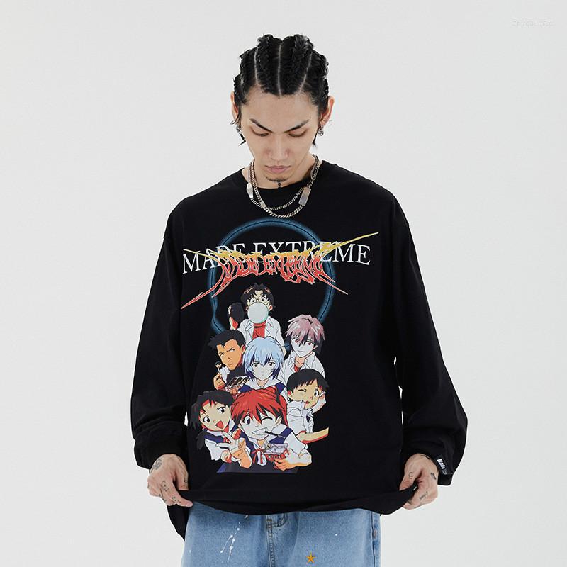 

Men's T Shirts UNCLEDONJM Cartoon Character Printing Loose Long-Sleeved T-shirt Autumn 2023 Graphic Tees Men Top ME-726, Black