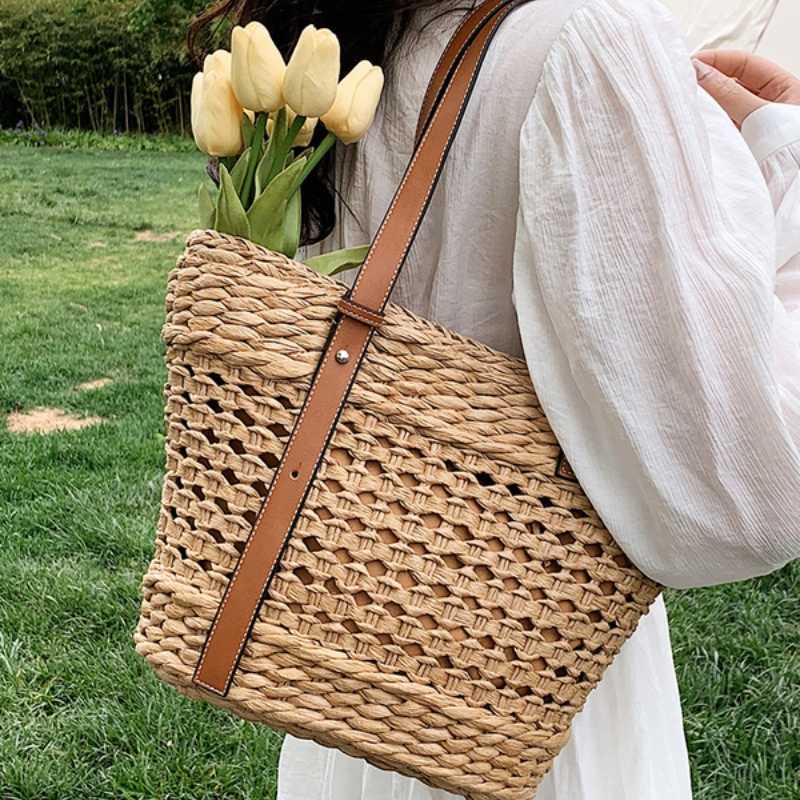 Storage Bags Beach Underarm Shoulder Bag ic Summer 2023 Tote Bag Large Capacity Basket Woven Handbags Trendy Casuals High Quality P230510-image-864395727