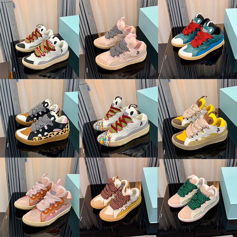 

Lanvins designer luxury Casual Shoes men women Curb Lace-up Extraordinary Sneaker Lanvin nappa calfskin shoe Rubber platform sole, #1