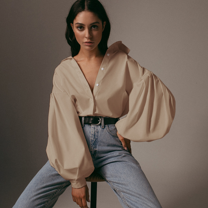 

Womens Blouses Shirts Ladies Spring Elegant Blouse Autumn Long Sleeve TopsSexy V Neck Office Ruffles Plus Size Female Top 230509, White