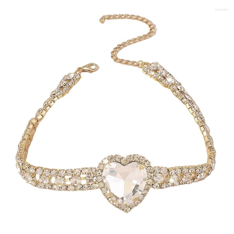 

Choker Crystal Heart-shaped Necklace For Women Girl Luxury Tennis Chain Party Wedding Statement Fashion Jewelry