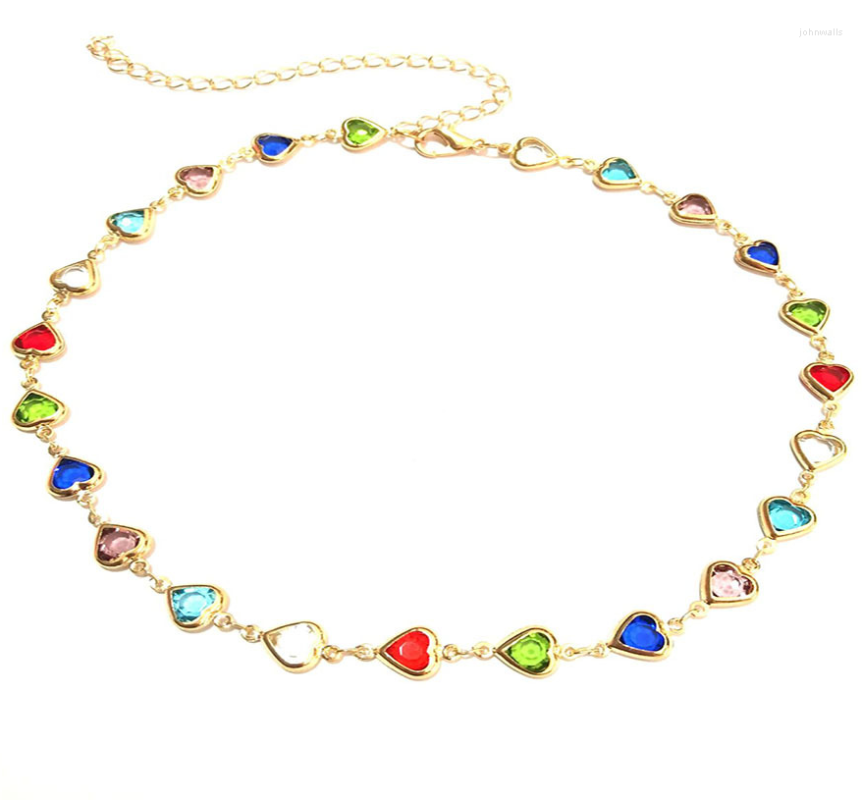 

Choker Multicolor Heart Zircon Crystal Necklace For Women Teen Girls Dainty Party Wedding Birthstone Chokers Gifts