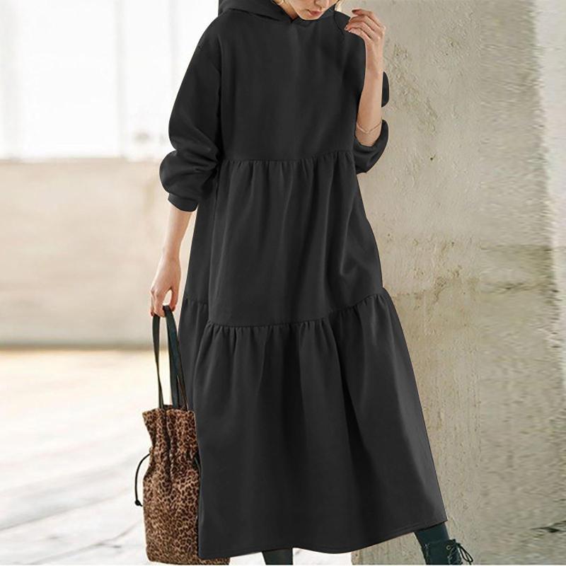 

Casual Dresses Womens Fashion Long Hoodies Pullover Tops Sweatshirt For Women Sweatshirts Loose Clothes, Black
