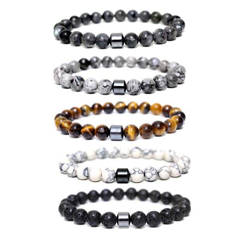 

Tigereye White Turquoise Bracelet Black Magnet Volcanic Rock Map Magnetic Men