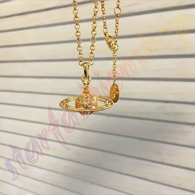 

2023 Fashion Planet Gold Silver Saturn Curve Necklace Pearl Diamond Tennis Necklace Women's Silver Chain Vintage Trend Pendant