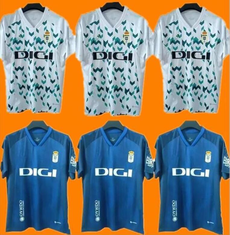 

22 23 Real Oviedo Mens Soccer Jerseys JIMMY JAVI MIER BORJA. DANIEL ACEVES Home Blue Away Football Shirt Short Sleeve Uniforms