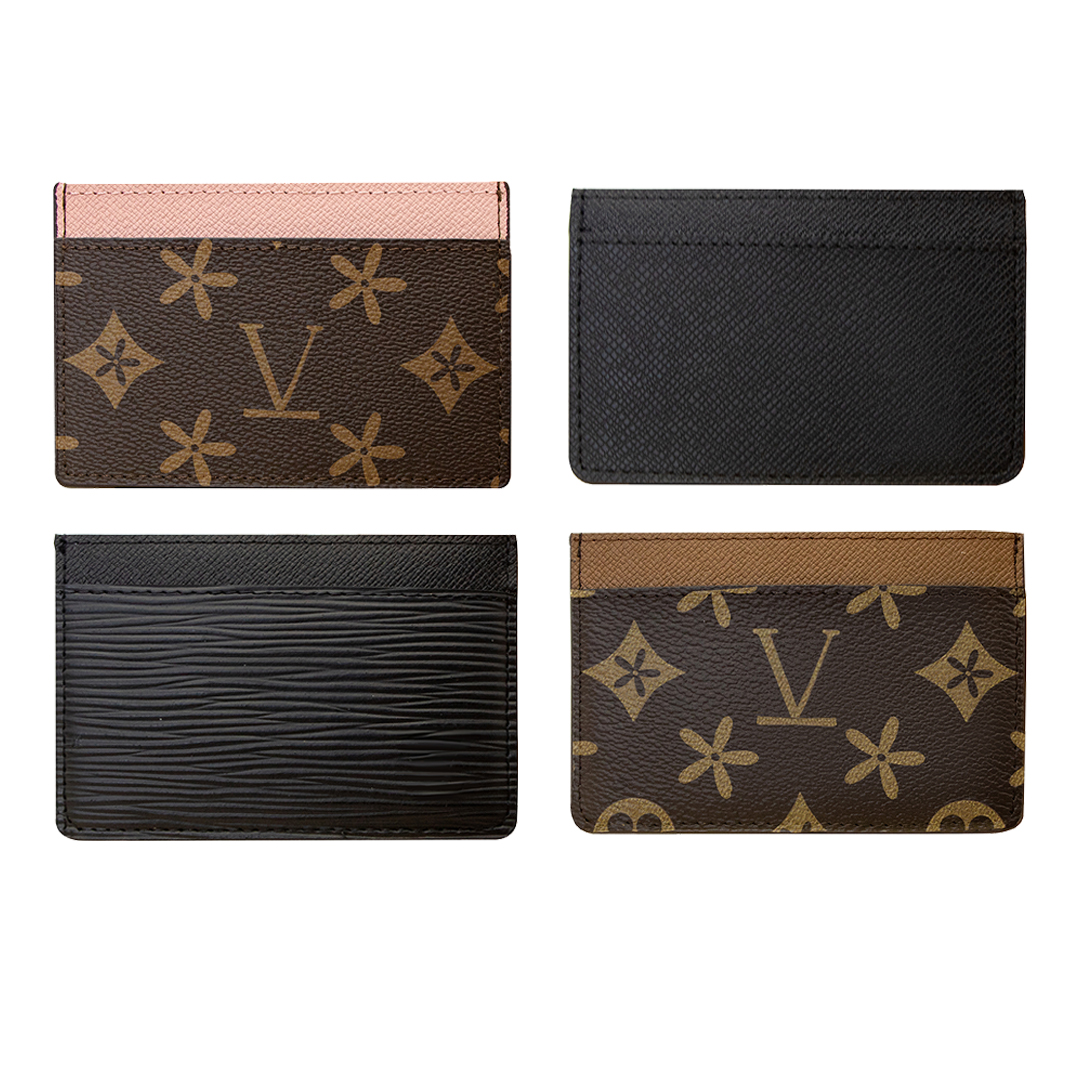 

Womens 3 credit card slots wallets card cover Mens M60703 Luxury designer purses cardholder Genuine Leather passport card holders coin purse key pouch Mini wallet, Mon0gram pink