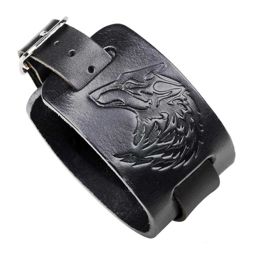 

Qinuo Ornament Wolf Head Embossed Bracelet Punk Rock Style Leather Wholesale Of Small Articles