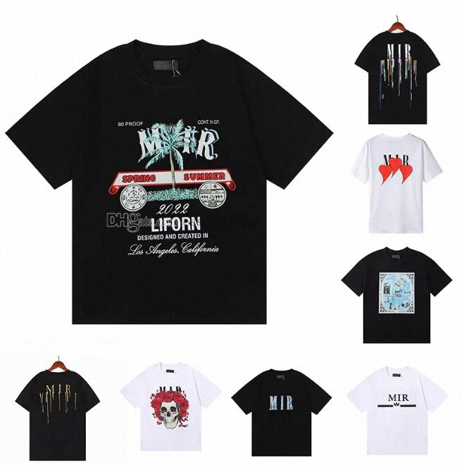 T-shirt de créateur en édition limitée pour couples, vêtements de rue, mode d'été, chemise amiris, lettre imprimée, design imprimé, manches court