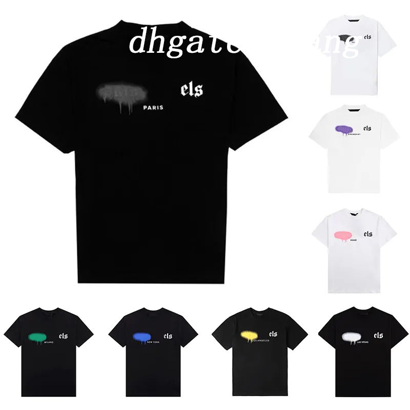 

mens designer t shirt clothes palms designer shirts women t shirts Fashion spray paint graffiti couple short sleeves high street loose Tide brand Crew Neck Letter, 10