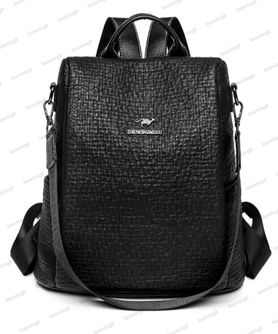 

Designer Backpack Women's 2023 New Trend Versatile Large Capacity Anti Theft Travel Soft Leather Bag Women's Leisure Multi layered Backpack, Black