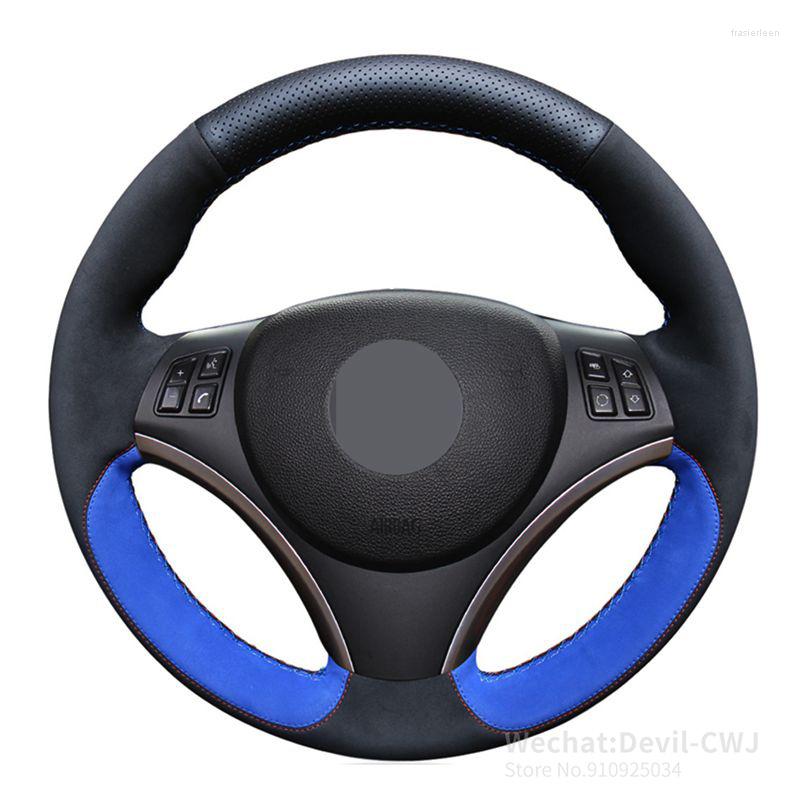 

Steering Wheel Covers Suede Leather Cover For E87 E81 E82 E88 120i 130i 120d X1 E84 DIY Black Hand-sewing Hand Grip Car Accessories
