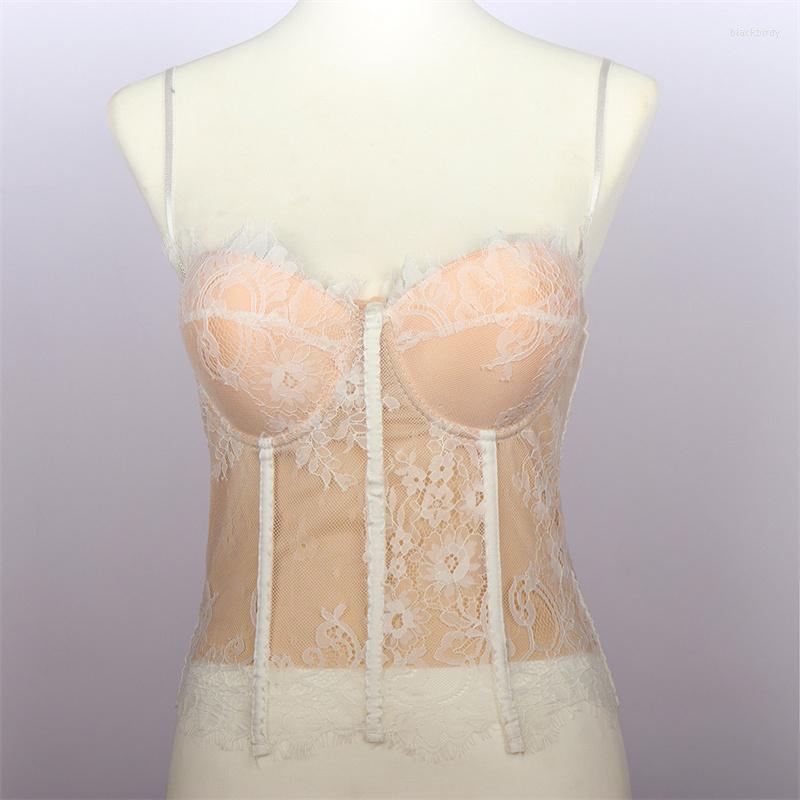 

Women's Tanks Women Sexy Lace Strap Crop Top Comfortable Ventilation Gauze Corset Busier Camisoles Vest Bar Nightwear Club Champagne Black