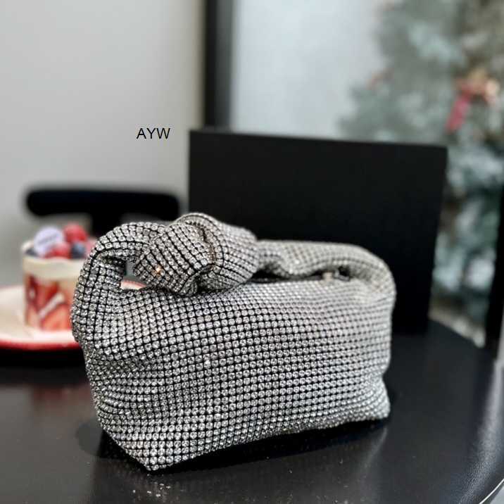 

Bottegas Bags Venetas 2023 New Twisted Underarm Bag Bling Full Diamond Knot Water Diamond Handbag Women's Diamond Dinner Pillow Bag Ayw, White diamond