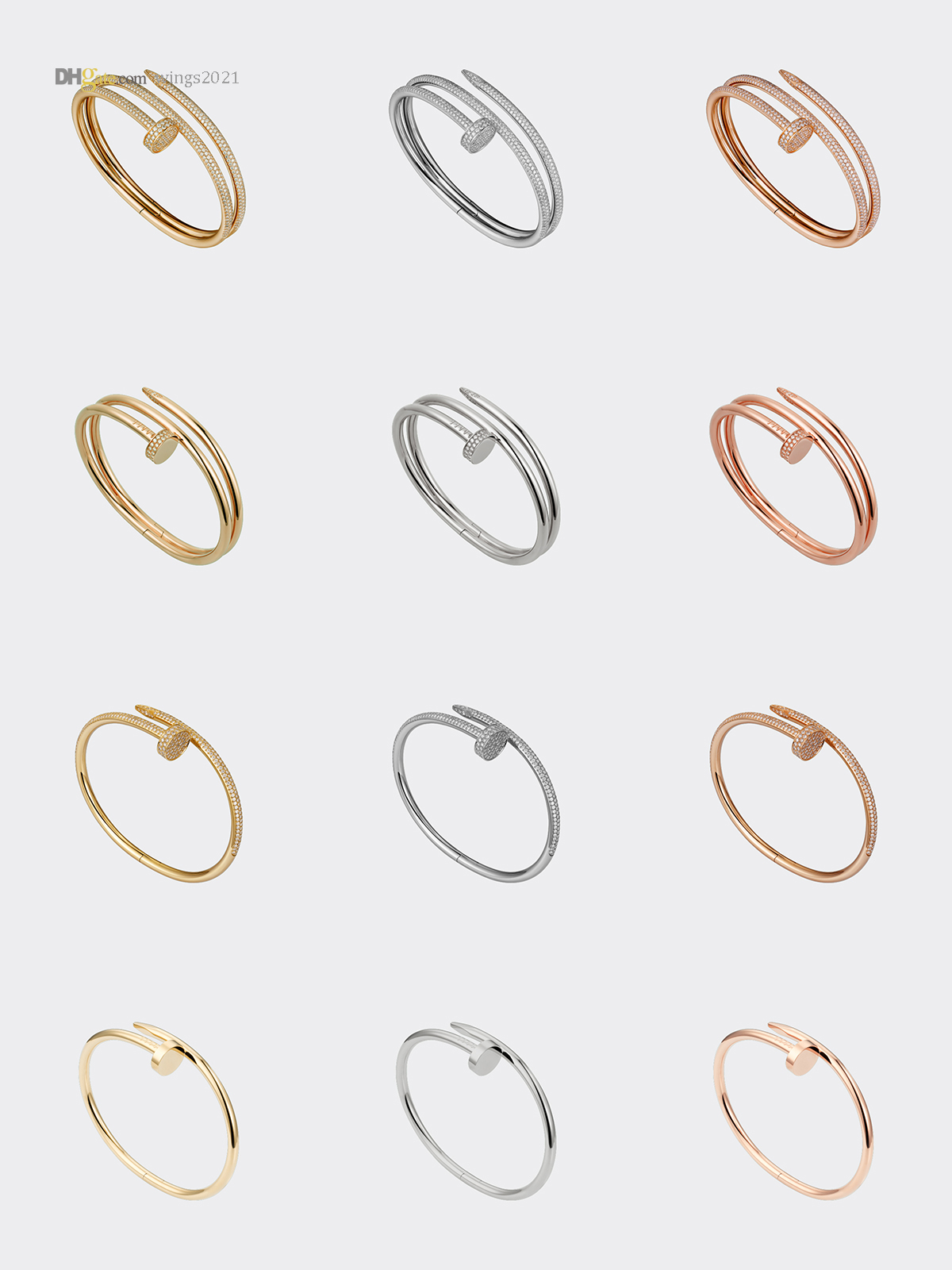 

Designer Bracelet Nail Bracelet 2.0 Diamond-Pave Bangle Luxury Jewelry For Women Titanium Steel Gold-Plated Never Fade Not Allergic Gold,Silver,Rose;Store/21417581