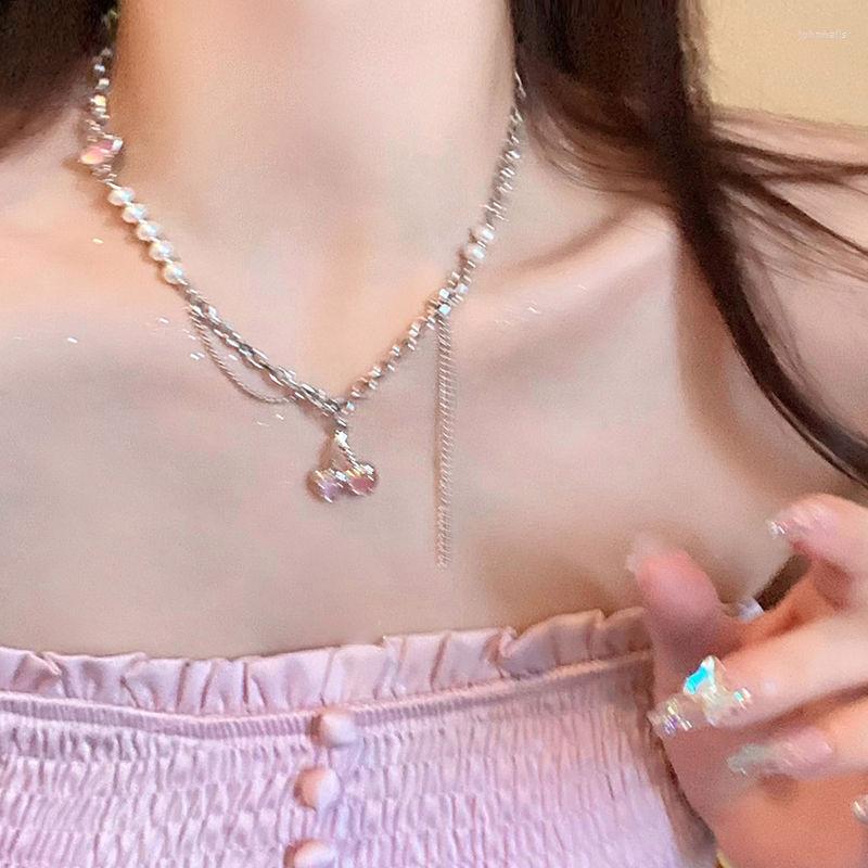 

Choker Pearl Pink Cherry Necklace Aesthetic Luxury Kawaii Gargantilas Mujer Kpop Jewelry For Women Offers With