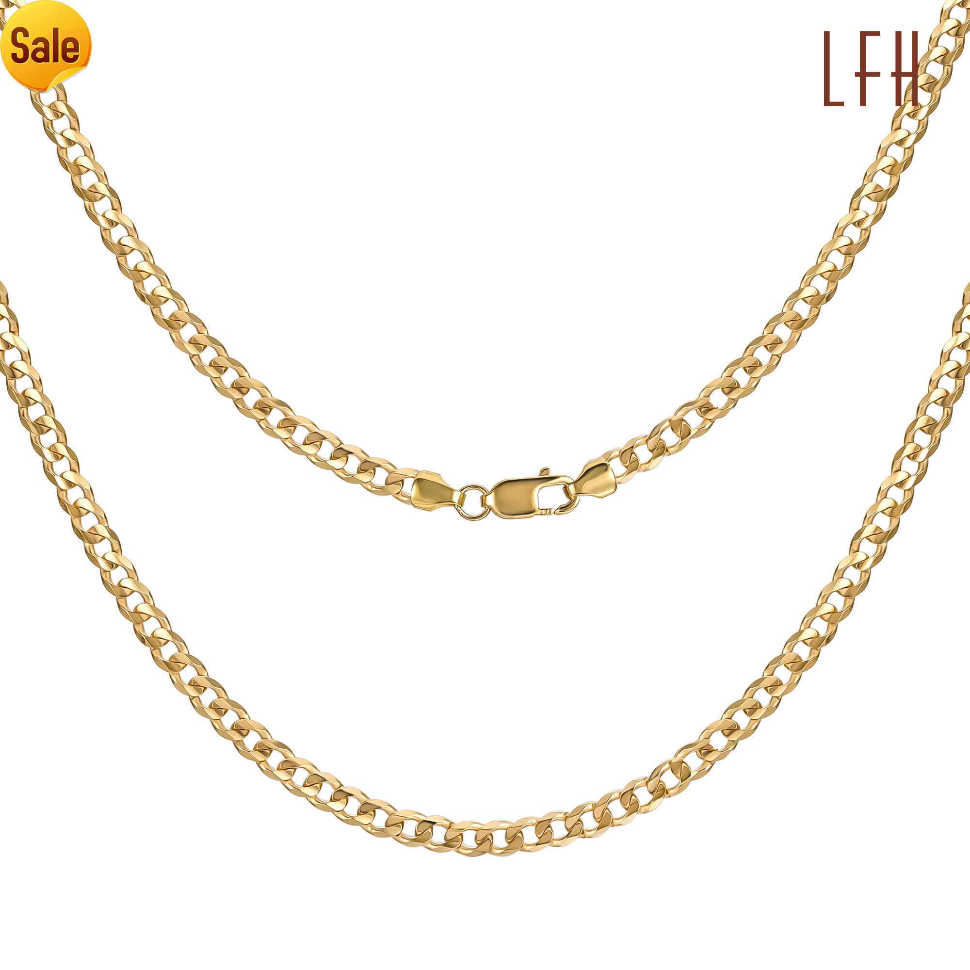 

LFH Wholesale 18k Jewelry Necklace Au750 18k Real Gold Necklace Cuban Link Chain Solid Au750 Gold 18k real Cuban Link Chain