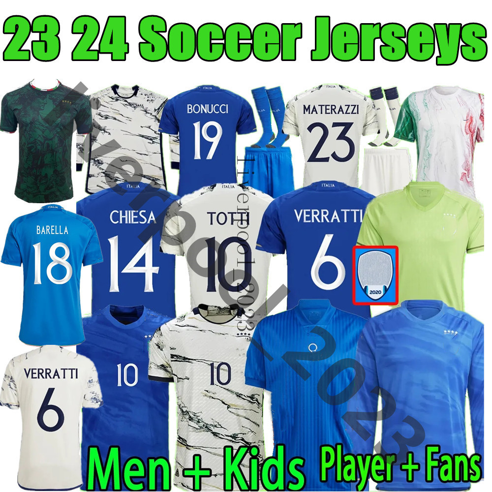 

2023 Italys soccer jerseys Italia 23 24 Fans Player version VERRATTI CHIESA GNONTO football Shirt LORENZO PINAMONTI POLITANO Men kids kit GRIFO SCAMACCA IMMOBILE, Adult 17
