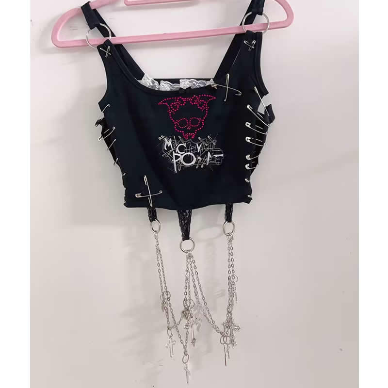 

Women's Tanks Camis y2k accessories crop top s fashion bustier t shirt gothic clothes fairy grunge halter 230510, Black