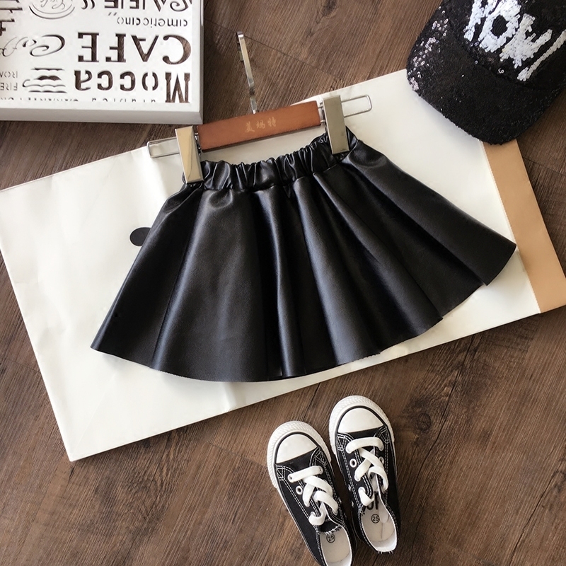 

Skirts Spring Autumn winter Girls Kids Leather PU Skirt Comfortable Cute Baby Children Clothing 230510, Black