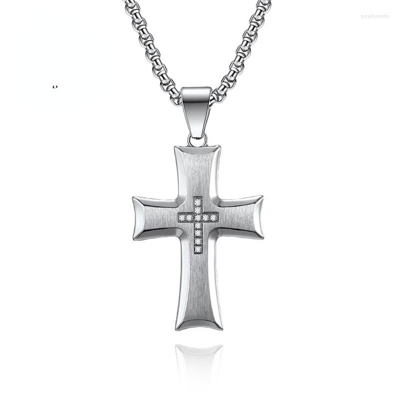 

Chains Titanium Steel Men's Cross Chain Necklace Personalized Jewelry Religious Pendant For Men Birthday Anniversary Gi