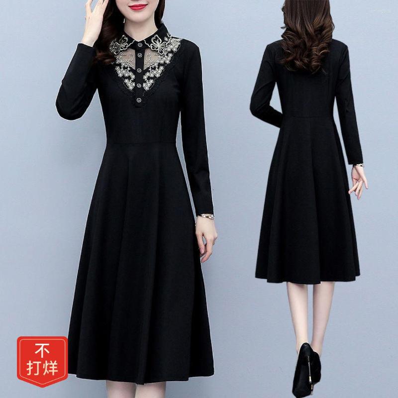 

Casual Dresses Style Of Spring Dress Is This Year With Long-sleeved Foreign Large Size Fat MM Thin And Aging High-end Skir, Black
