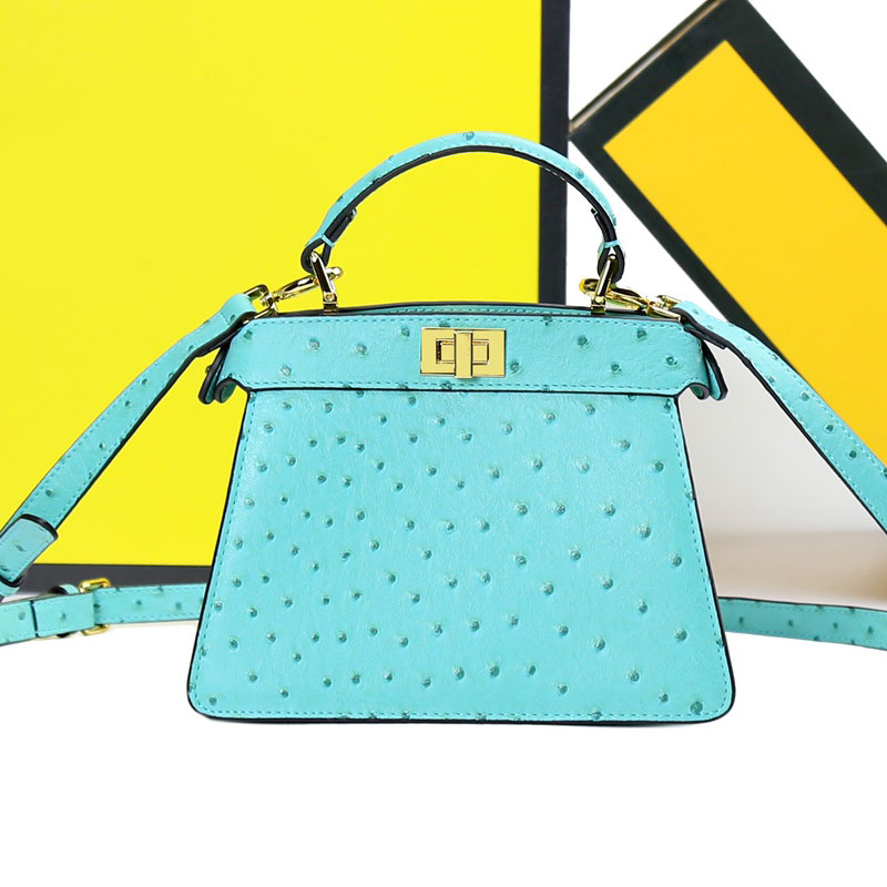 Women Handbag Lady Crossbody Bag Women Shoulder Bags Fashion Plain Ostrich Skin Texture Material Genuine Leather Gold Hardware Buckle High Quality C